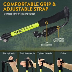 Pair 2 Trekking Walking Hiking Sticks Poles Adjustable Alpenstock Anti-shock