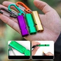 120dB Aluminum Dual Tube Whistle for Outdoor Hiking Backpacking with D-ring