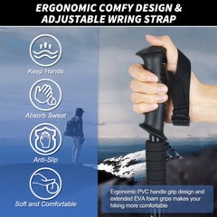 1 Pair Hiking Walking Sticks Trekking Poles Collapsible Lightweight Anti-Shock