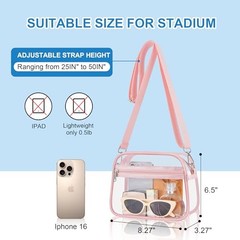 Clear Bag for Stadium Events – Stadium Approved Mini Clear Purse, Small Pink