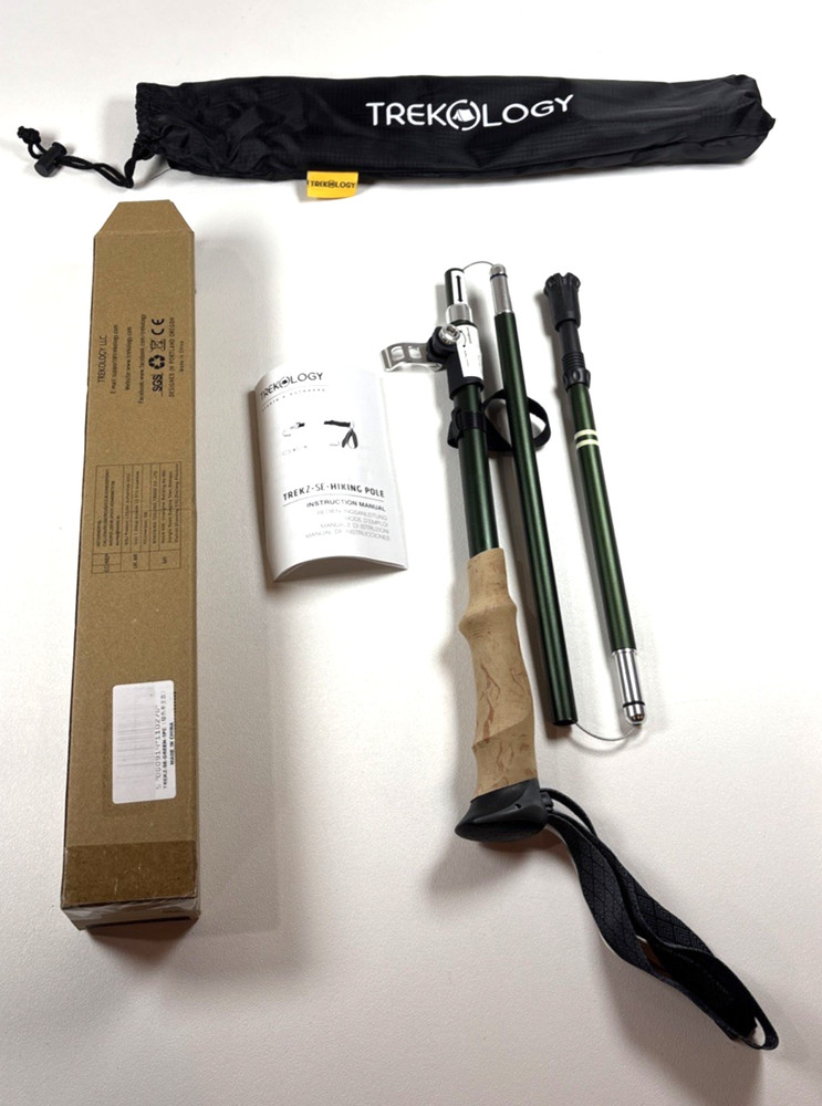 Trekology Trek-Z SE Green Cork Grip Folding Trekking Pole w/ Bag