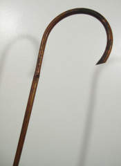 VTG Dark Brown Wood Classic Curved Handle Walking Stick 34 in Long