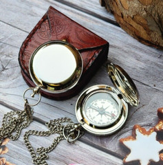 Personalized Brass Compass with Nickel Finish – Silver Color, Gifts for Men