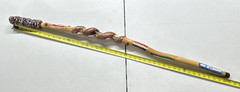 Walking Stick Hand Carved And Painted With Snake And Flags