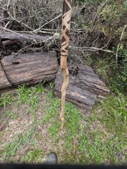 Handcrafted 56″ Post Oak Hiking Staff Wood Walking Stick Custom Art
