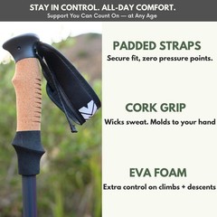 Lightweight Aircraft Grade Aluminum Trekking Poles for Hiking, Pair of 2