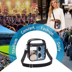Clear Bag for Stadium Events Clear Purse Transparent Handbag for Sports Black