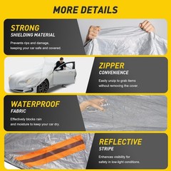Caromop 10-Layer Waterproof Car Cover All Weather Protection (Snow, Rain, Sun)