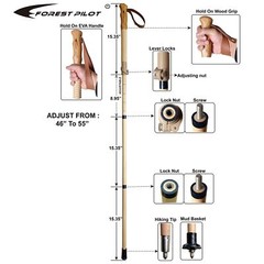 Trekking Pole- 1-pc Pack – Adjustable Hiking or Walking Stick –Strong Natural…