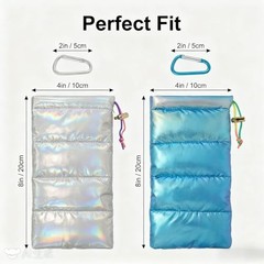 2 Pack GlassesBag Phone Case with Carabiner, Soft Protective Phone Blue +Silver