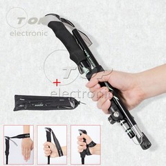 Collapsible Tri-fold Trekking Hiking Poles Aluminium Walking Stick Anti-Shock