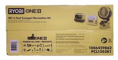 Ryobi One+ 18V 3-TOOL COMPACT LED Light Bluetooth Speaker 4in Clamp FanPCL1303K1