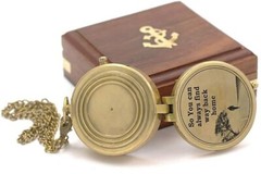 Directional Nautical Brass Compass W Wood Box Personalized Engraved Compass Gift