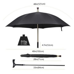 Height Adjustable Walking Cane Umbrella – Heavy Duty Tungsten Steel, Ideal for H