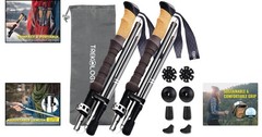Trek-Z Stylish Gray Cork Grip Trekking Poles – Lightweight & Foldable for Hikers