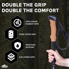 Durable Aluminum Trekking Poles Adjustable 26-54 inch W/ Backpack Waterproof 40L
