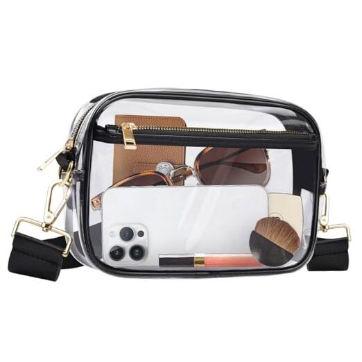 Clear Bag Stadium Approved, Clear Crossbody Bag Purses for women for Black