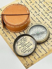 Jeremiah 29:11 Engraved Brass Pocket Compass w/ Leather Case Vintage Gift