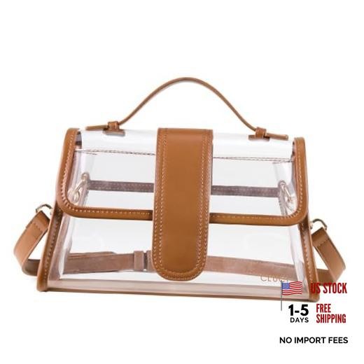 Clear Bag for Stadium Events Crossbody Purses for Women Stadium Approved Brown