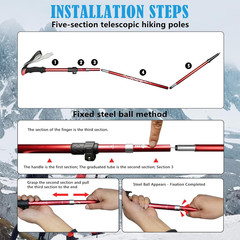 Collapsible Trekking Poles Folding Hiking Poles, Adjustable Height, Lightweight