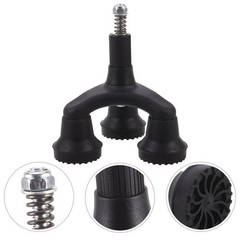 Set of 3 Reusable Walking Cane Tripod Tips Black Plastic Non Slip Support