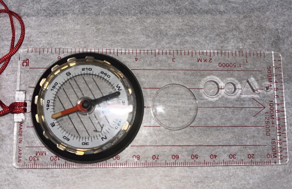 Vintage TC Baseplate Compass Made In Japan Adventurer Ruler Lanyard Hiking Camp