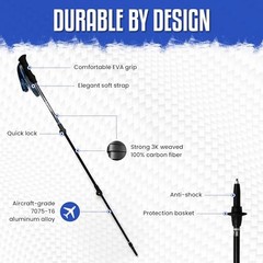 Lucern 6.5 oz (New Editon) Extreme Ultralight Anti-Shock Carbon Trekking Poles