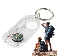 3-1 Portable Compass Keychain Watch Pocket Outdoor Camping Hiking Thermometer