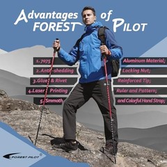 Trekking Poles – Lightweight 7075 Aluminum with Flip Lock & All EVAGrip-Red