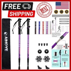 Quality Hiking Trekking Poles – Anti-Shock, Adjustable Height, 52 Inch