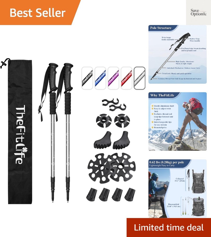 Ultralight Nordic Walking Trekking Poles – 2 Sticks with Anti-Shock & Quick Lock