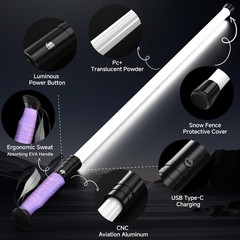 LED Illuminated Hard Hiking Pole with USB Charging, 2-in-1 Function, 2 Pack