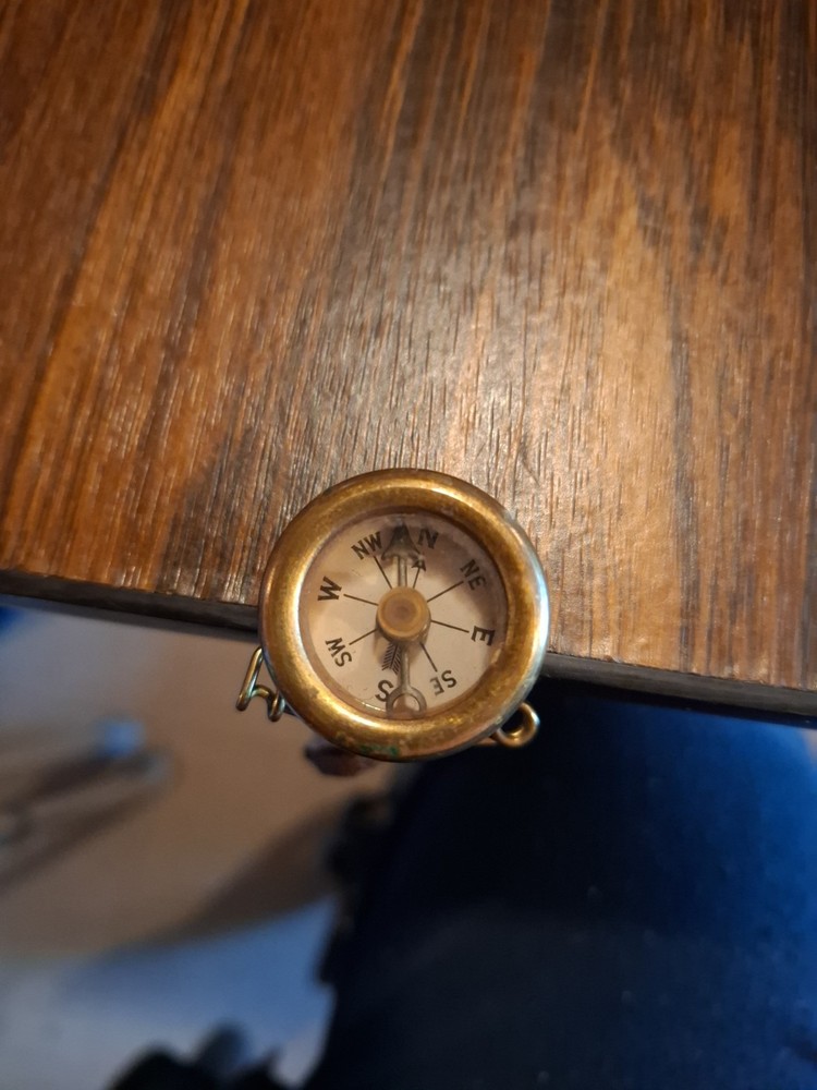 Vintage Marbles Gladstone Mich. Brass Compass WhiteFace Pin Type Estate Find