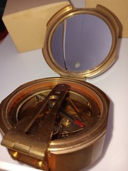 Vintage Brass Natural Sine Compass with mirror – Made in India Broken Mirror