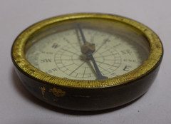 Brass Compasses 2 Handheld German N E S W Glass w Cover Lot Pair