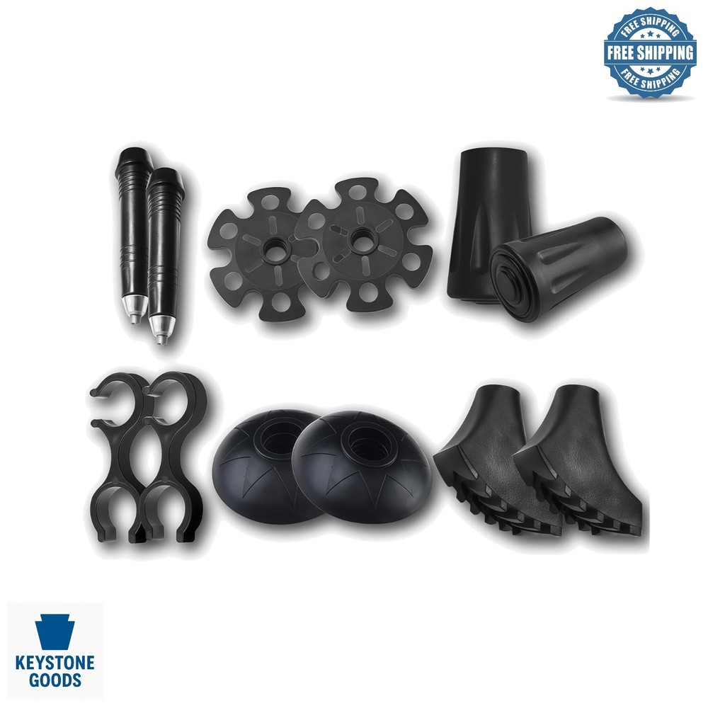 12-Piece Rubber & Tip Replacement Set for Trekking & Hiking Poles