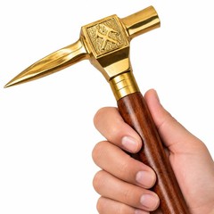 Handmade Brass Viking Hammer Walking Stick, Medieval Wooden Cane, Norse Gothic G