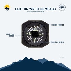 Slip-On Wrist Compass – Easy-To-Read Compass for Watch Band or Paracord Survival