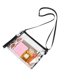 Clear Bag for Stadium Events, Clear Purse with Detachable Strap, Sports Black