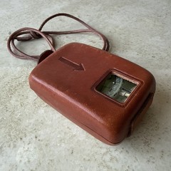 Vintage Acrylic Glass Compass w/ Mirrored Leather Case
