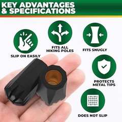 6 Pcs Rubber Tips for Hiking Poles – Rubber Cane Tips Replacement, Durable