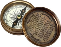 Vintage Brass Pocket Transit Compass with Robert Frost Poem – 2 Inch