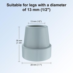 supregear Rubber Cane Tips (8 Pack), Non-Slip Quad Tip 1/2 Inch, Grey