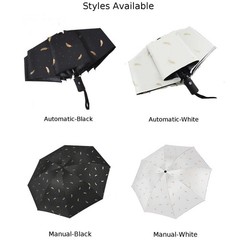 Windproof 95cm Feather Pattern Umbrella Auto Open/Close for Sun and Rain