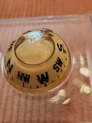 Vintage Acrylic Lucite Transparent Compass Floating In Liquid