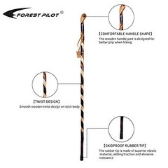 Handcrafted Nature Wood Hiking Stick 55 Inches Long – with Hand Strap and Rub…
