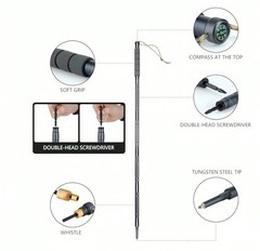 Trekking Pole Travel Walking Stick, Multifunctional Lightweight Aircraft Alumi