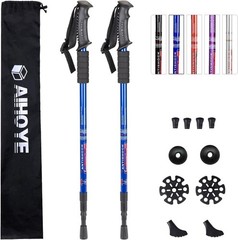 Ergonomic Anti-Shock Trekking Poles – 2 Pack Collapsible for Men & Women, 25-52″