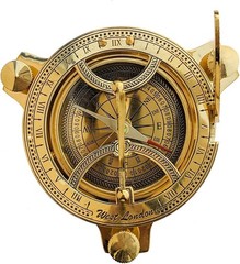Vintage Triangle Brass Sundial Compass with Leather Case Handmade Nautical Gift