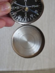 VTG German Made Field Pocket Compass WWII Era?? Silver Tone Metal READ